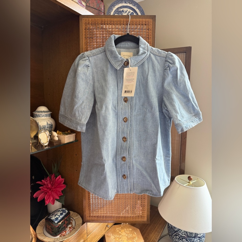 Sezane Kendall Shirt Bleu Clair - Size 38